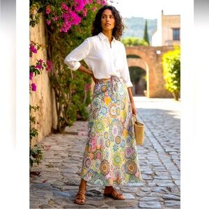 Johnny Was Women’s Size L Kiki 100% Silk Skirt NWT